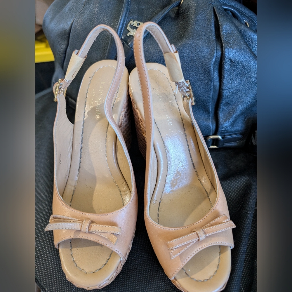 Kate Spade Tan Wedge Slingbacks with Peep Toe - Price Is Firm